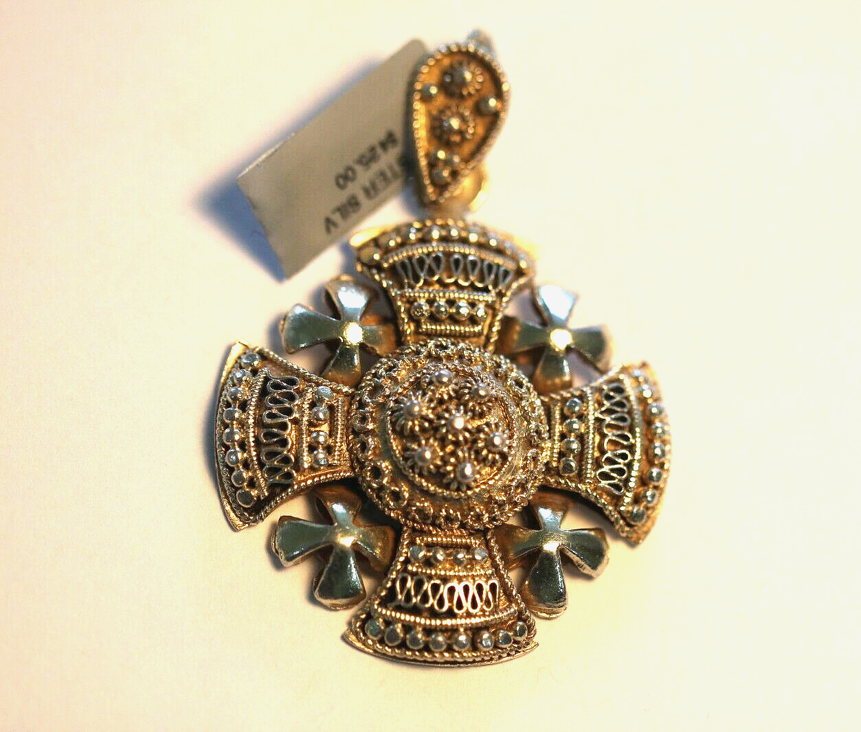 *VINTAGE* Beautiful LARGE Sterling Silver 950 Jerusalem Cross Pendant