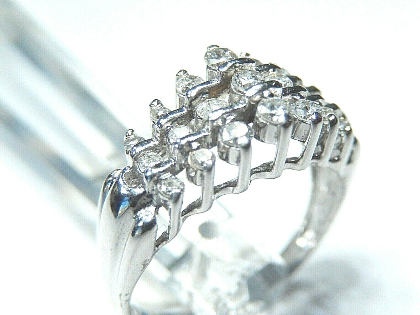 *NWT* 14K White Gold .50CT VS Natural 21 Diamond Pyramid Tiara Ring  Size 7.75
