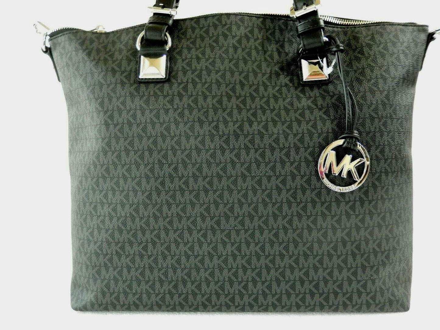 NWT $298 Michael Kors Jet Set Item Multi Function Satchel Black/Silver Large