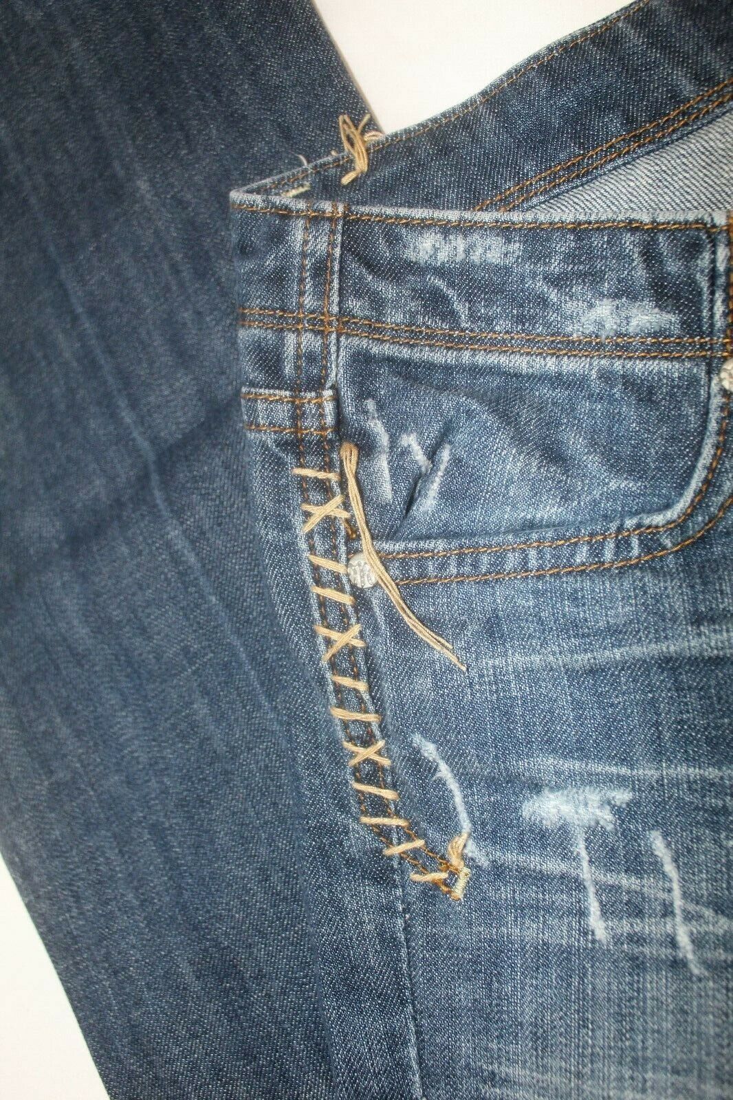 Miss Me JP4344  Distressed Flared Jackson Med Wash Denim Jeans Sz 27 (28 x 33)