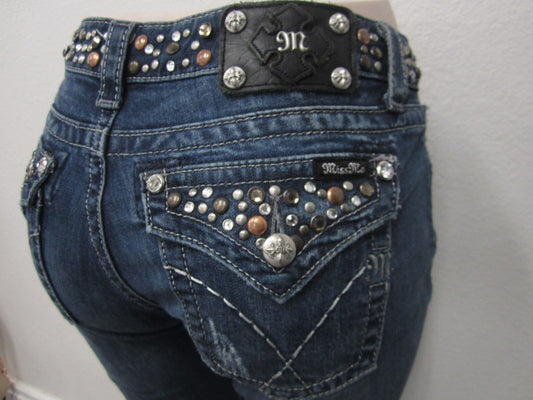 VERY NICE Miss Me Women's Jeans JW4288B31  "Glamour Stones" Boot cut Size 30x25