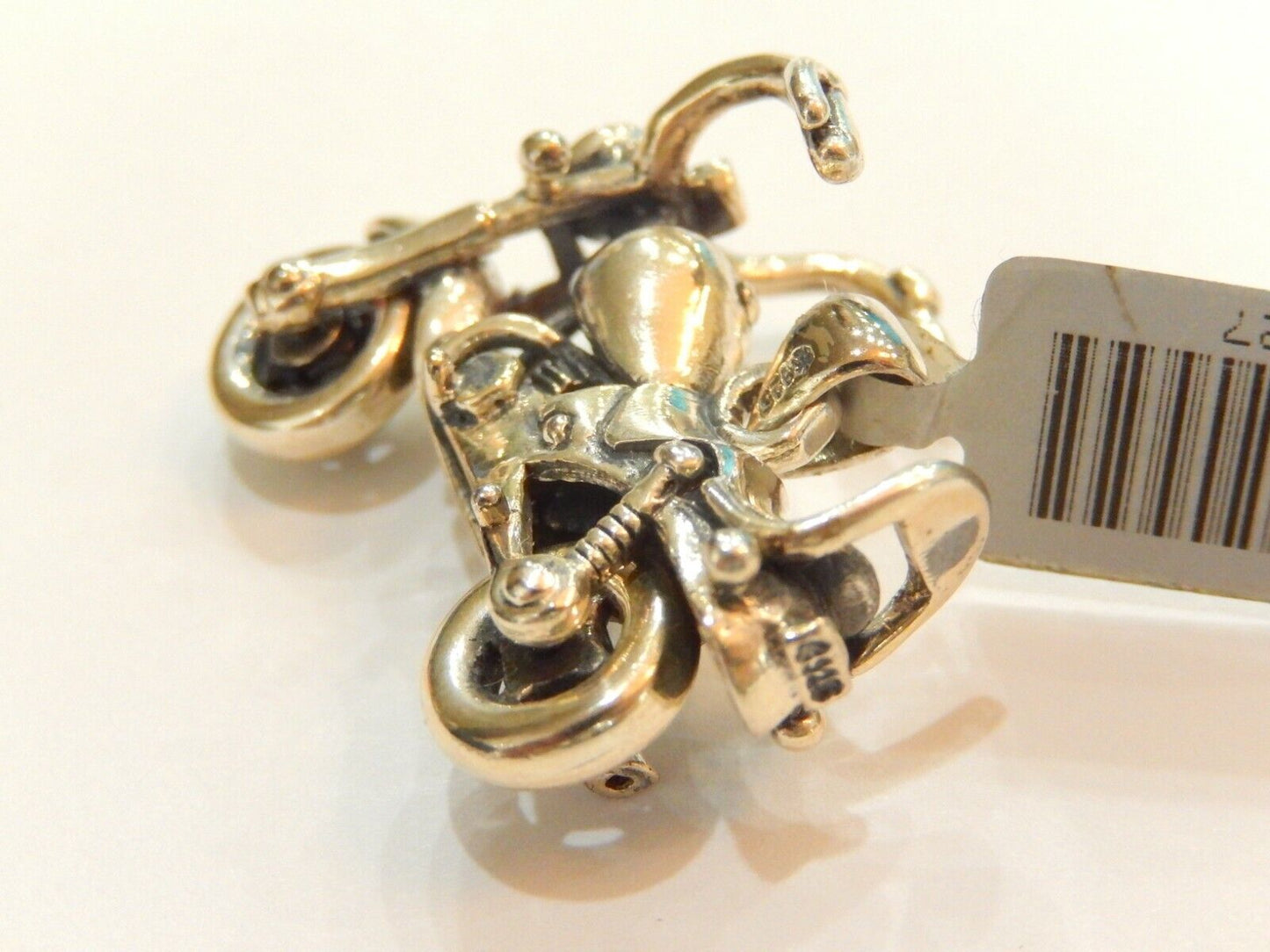 *VINTAGE*  HEAVY  Sterling Silver 3D Motorcycle w/Spinning Wheels Pendant