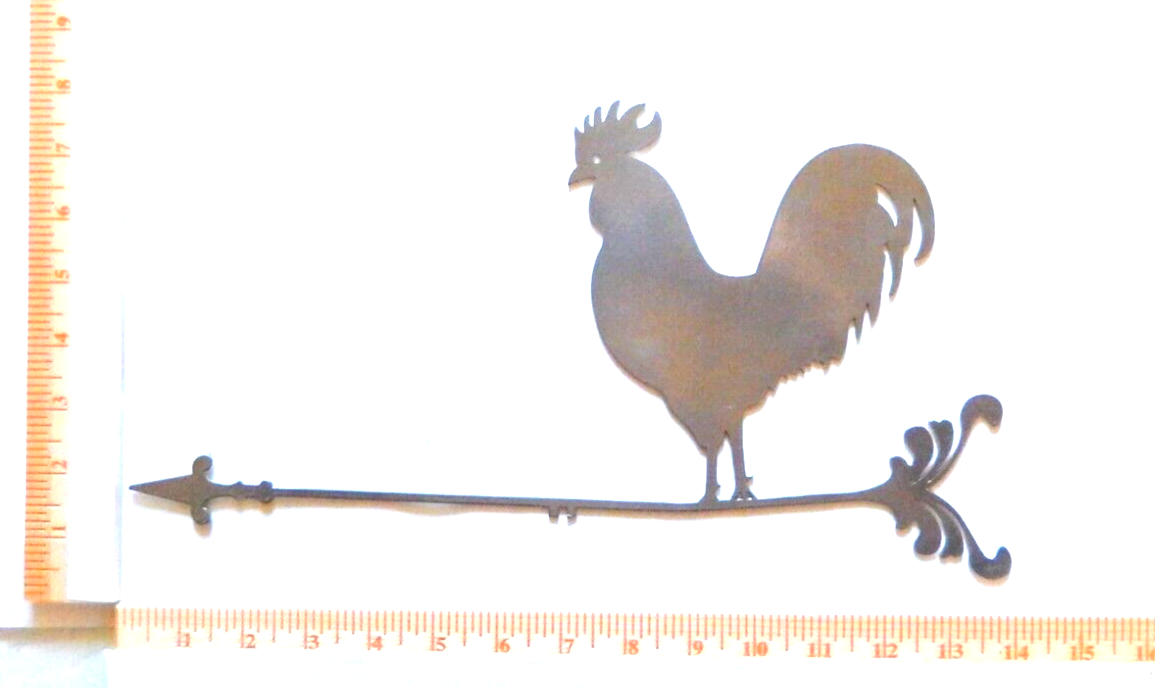 ~NEW~ 14ga. " ROOSTER  WEATHER VANE" - Silver Metal Wall Art - 13" x 8"