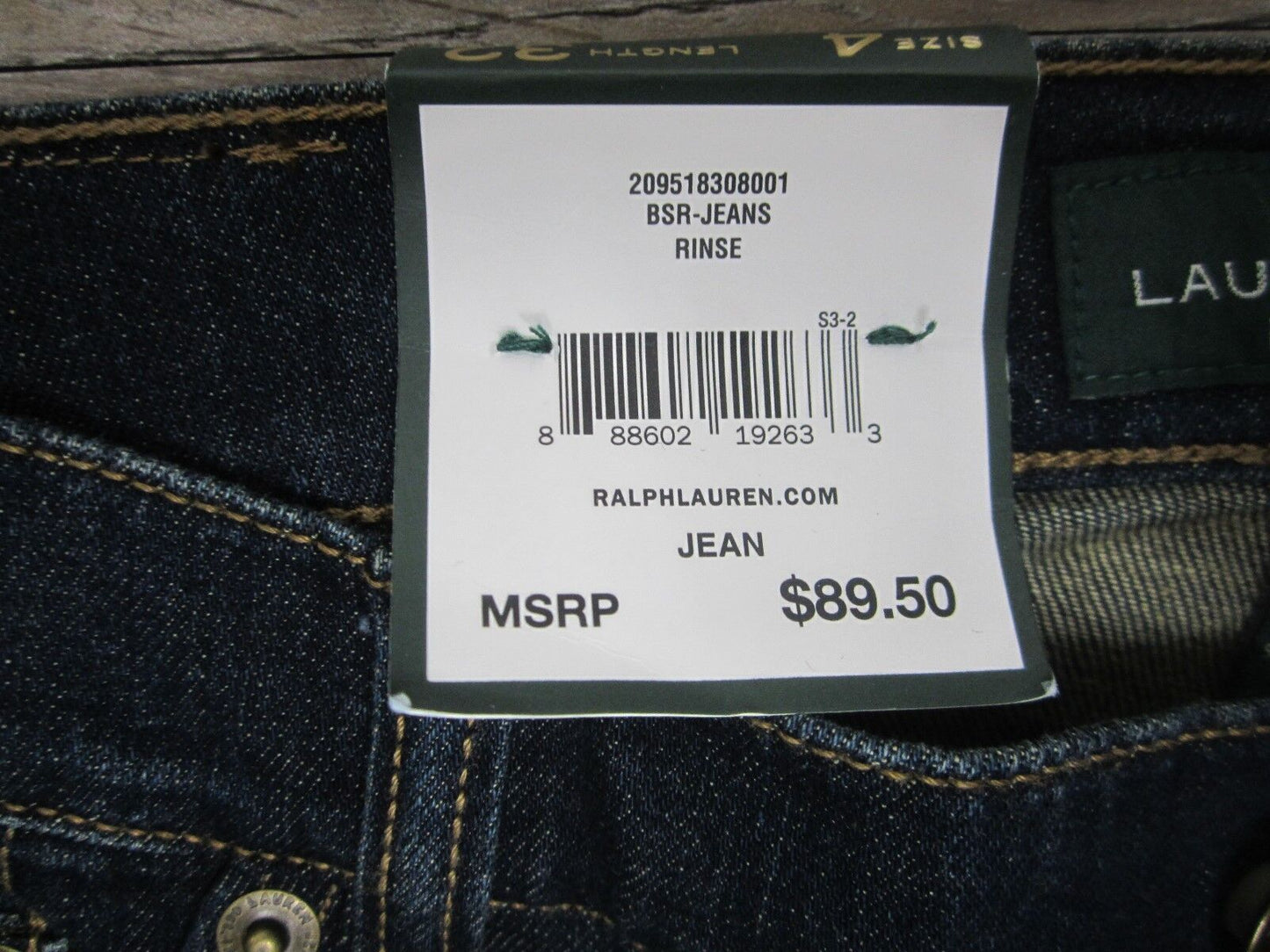 NWT Ralph Lauren Jeans Co Straight Jeans LRL 4P X 32 Petite Classic Straig Dark