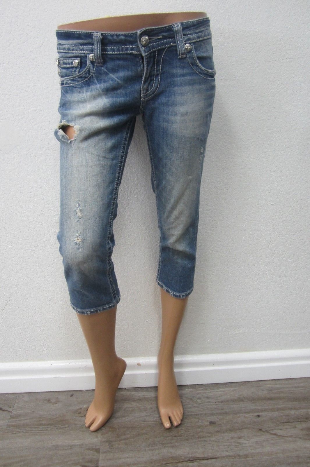 *NICE* MISS ME Woman's JP5335P6 Distressed Jeans Capris Size W26 x L20