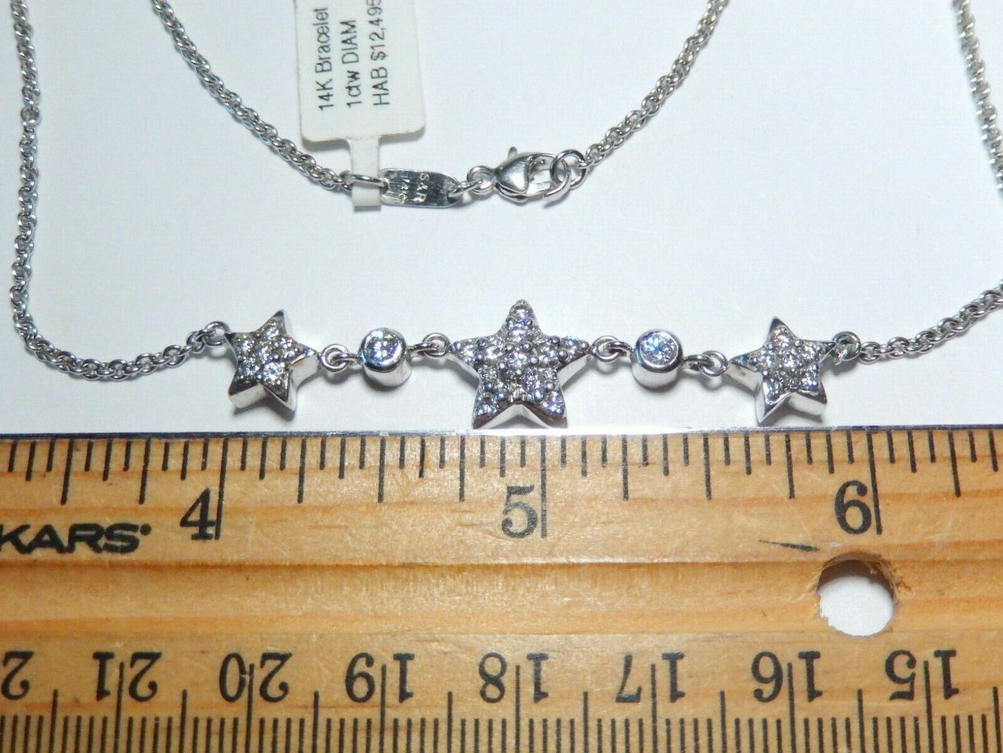 *VINTAGE*  14K White Gold 1.00 CT VS Natural Diamond Stars 17" Necklace  10.4 gm