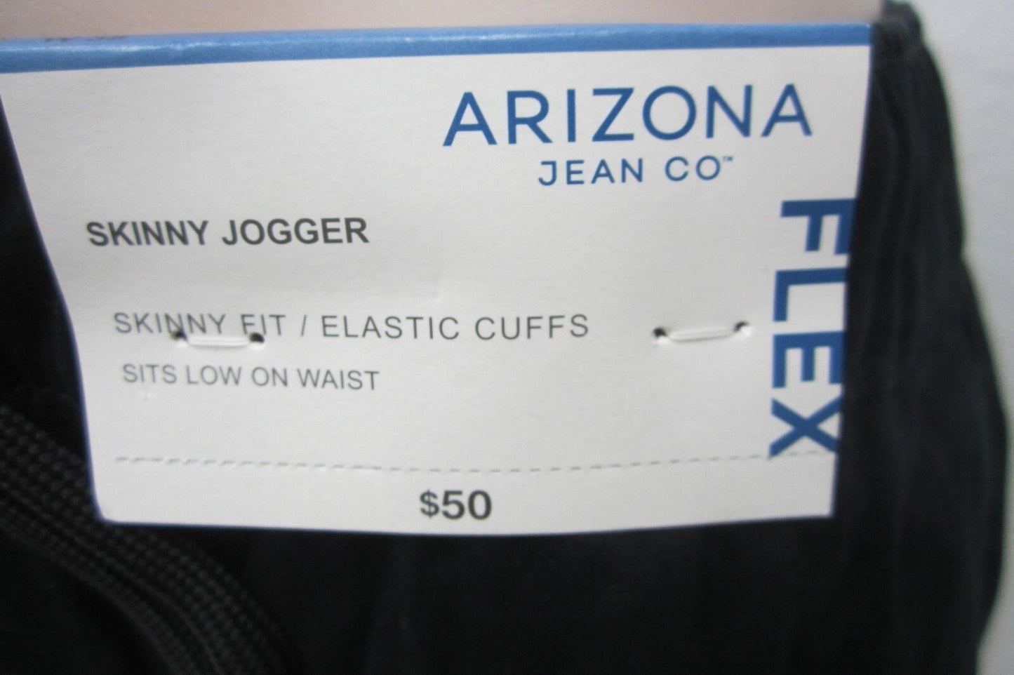 *NWT* Arizona Skinny Black Flex Skinny Fit / Elastic Cuffs Jogger  Sz 38 x L28