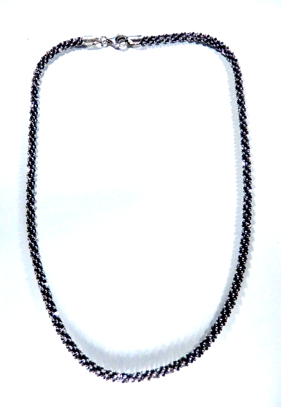 *VINTAGE* ITALY  Sterling Silver & Black Oxidized 4.5mm Fancy Round Neckchain