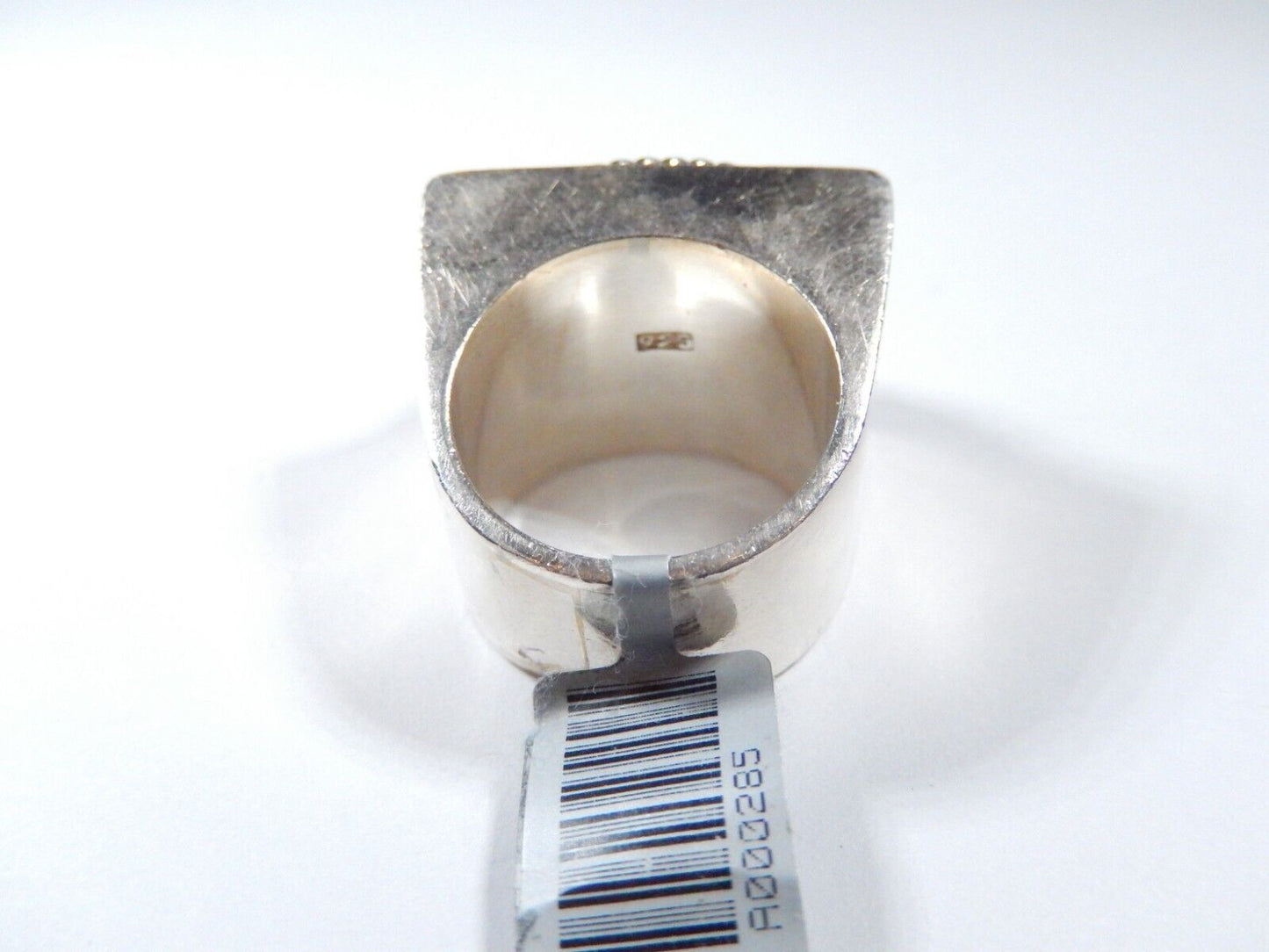 Large Heavy 23.5 gm Natural Mother of Pearl Ring Oval  Sterling Silver Size 8.25