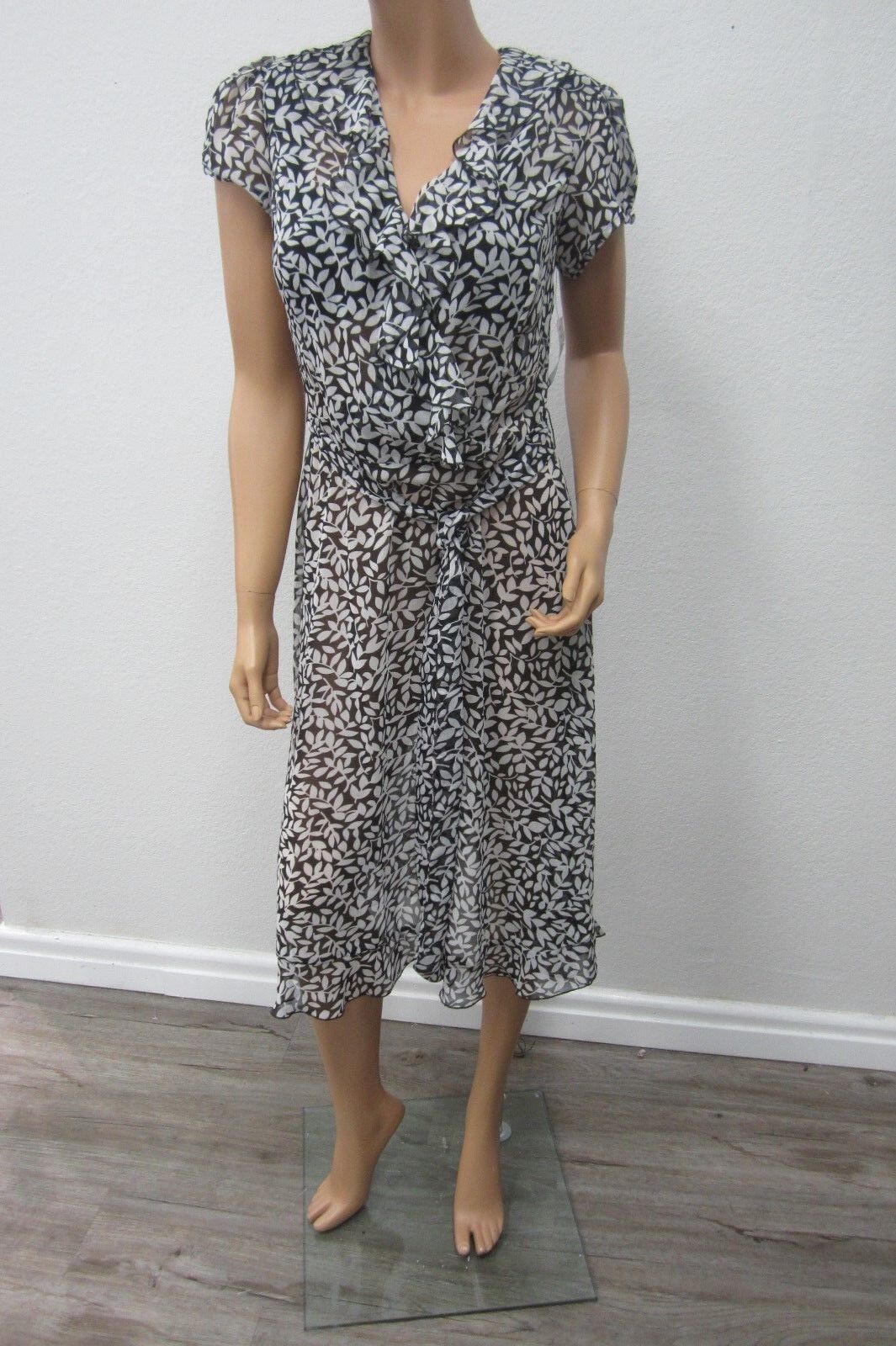MSK Black Floral Super CUTE Ruffle Chifon Front Summer Dress Size 10