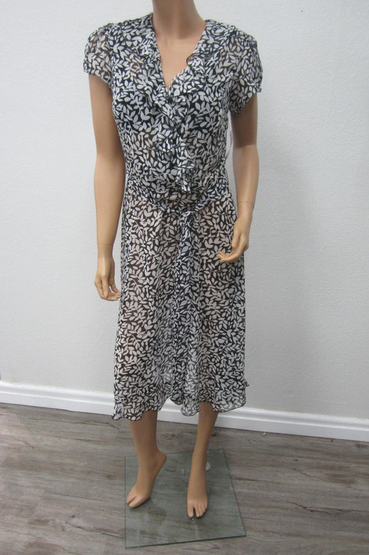 MSK Black Floral Super CUTE Ruffle Chifon Front Summer Dress Size 10