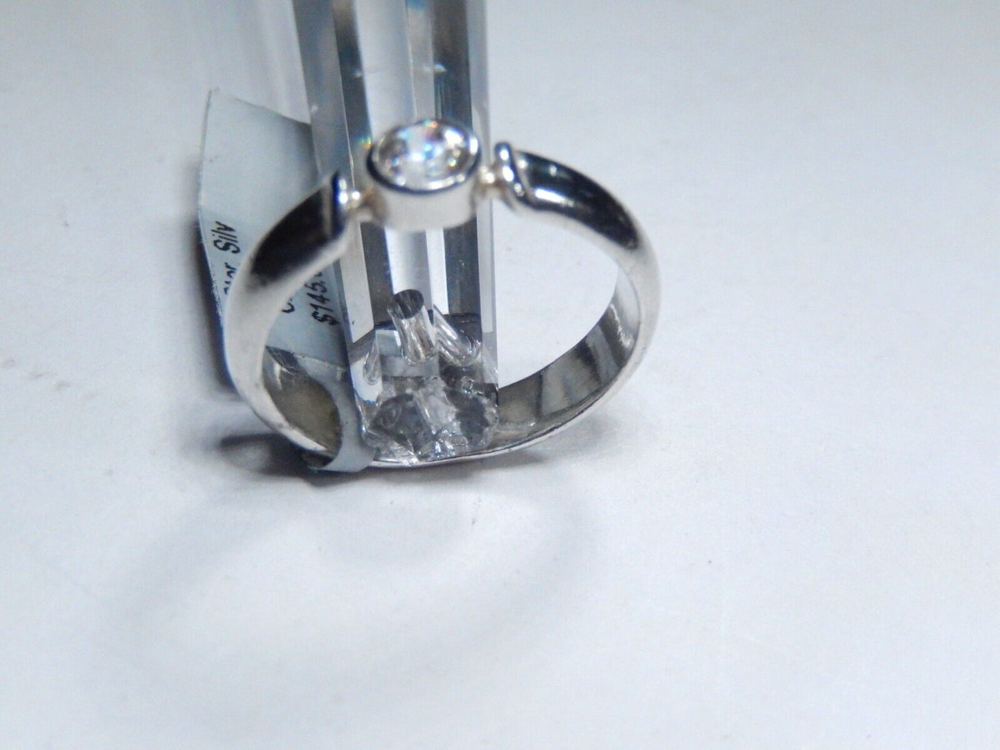 *VINTAGE* Sterling Silver 1/4 CT Cubic Zirconia Bezel Solitaire Wedding Ring Sz7