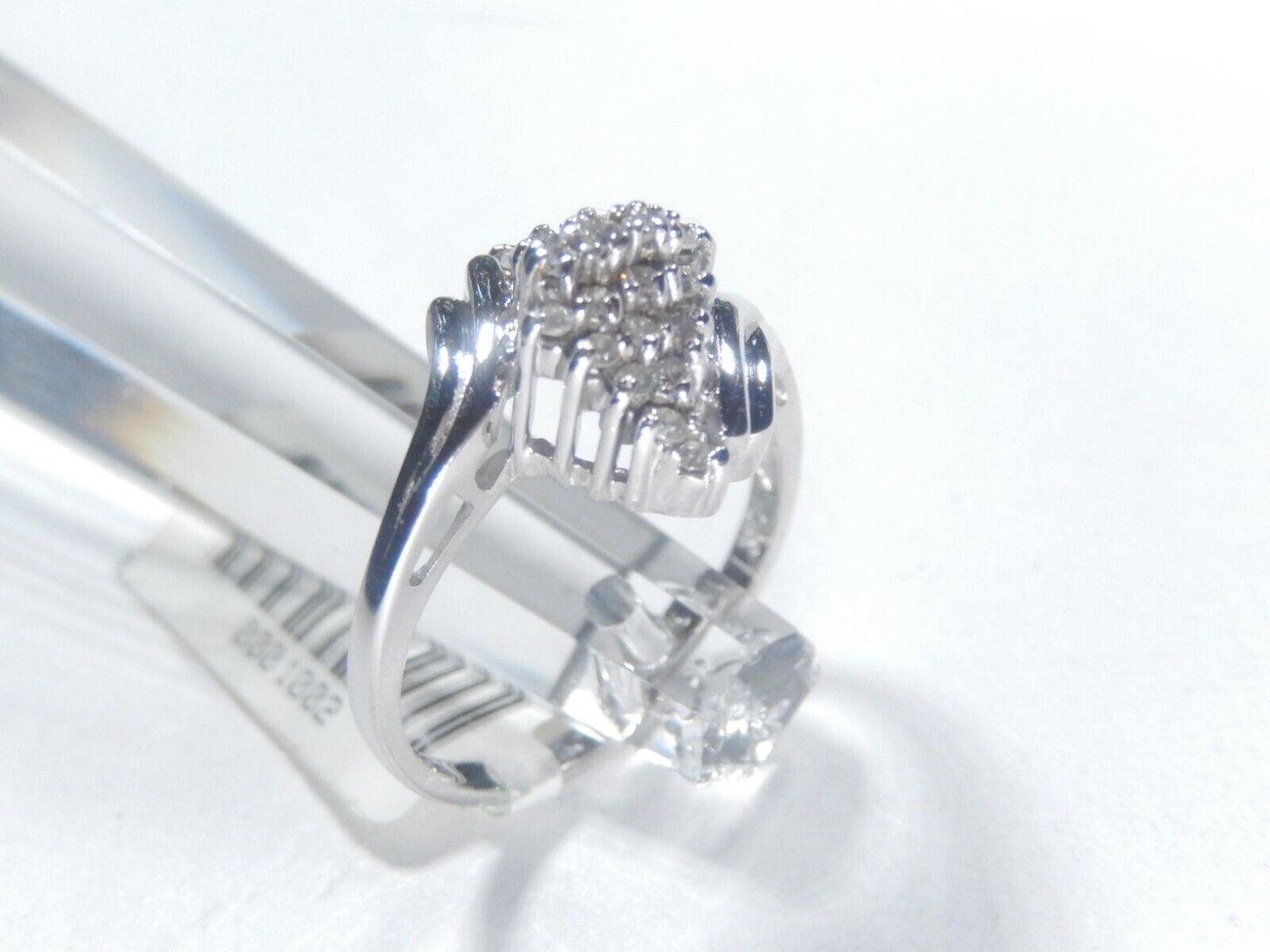 10k White Gold 1/5CT Natural Round Diamond Ladies Ring Sz 6.25