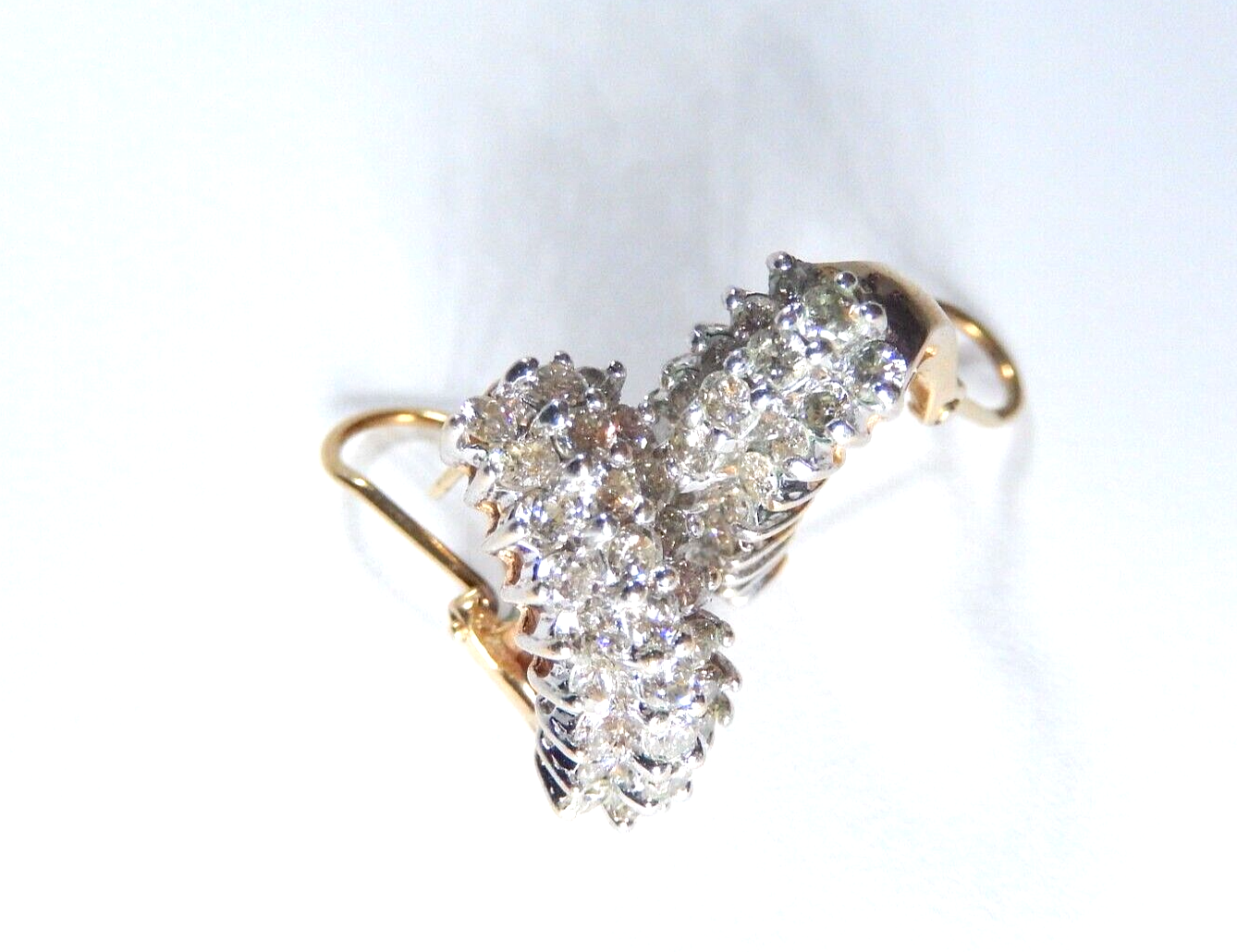 10K Yellow Gold 2.00 CT Natural  Diamond Hoop French Clip Modernist Earrings