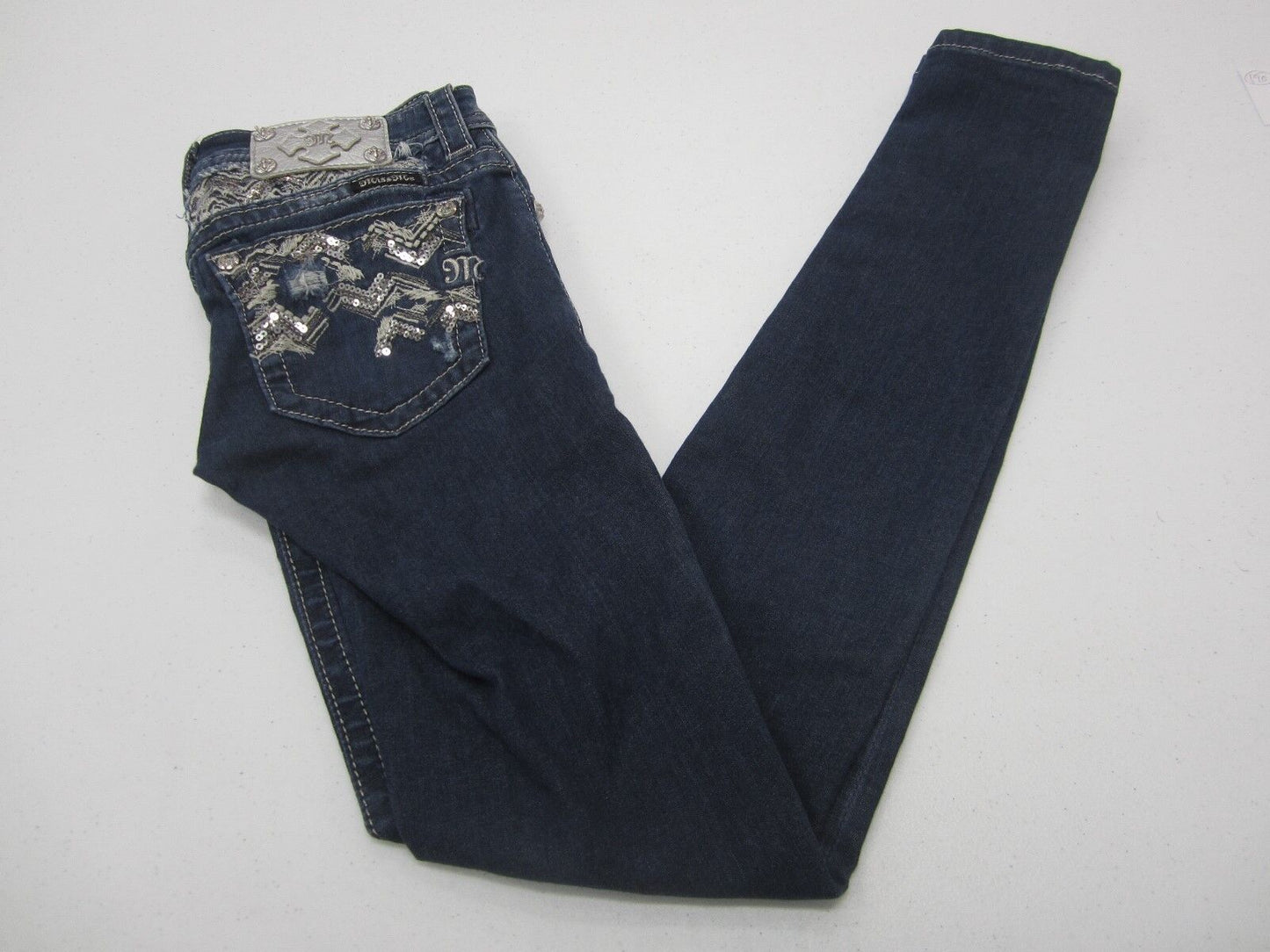 NWOT MISS ME Signature SKINNY Jeans Embellish BLING Size 25 x 33