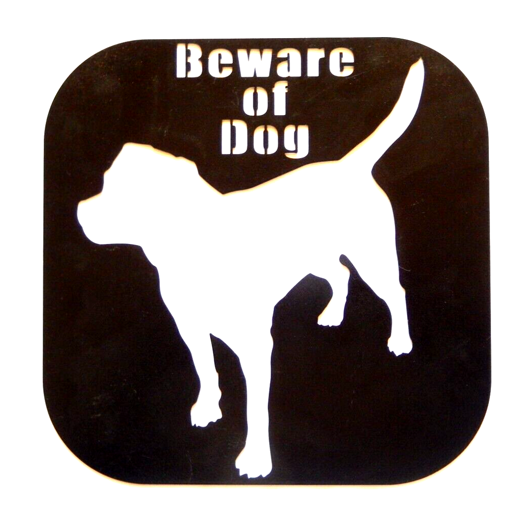 ~NEW~ 14ga. "BEWARE OF DOG"  Black Metal Wall Art = 12" x 12"