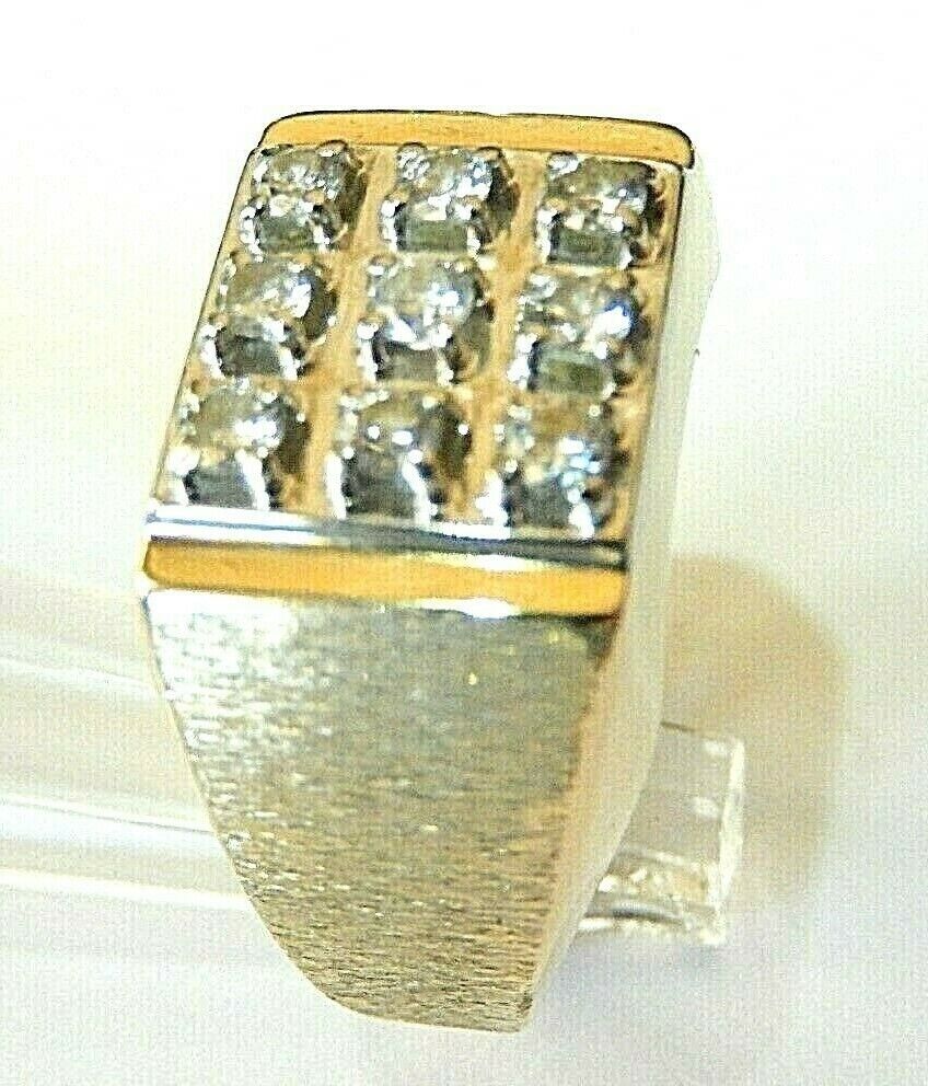*Vintage* 14K Yellow Gold Ring .50CT TW  9 Natural Diamonds Size 9.75