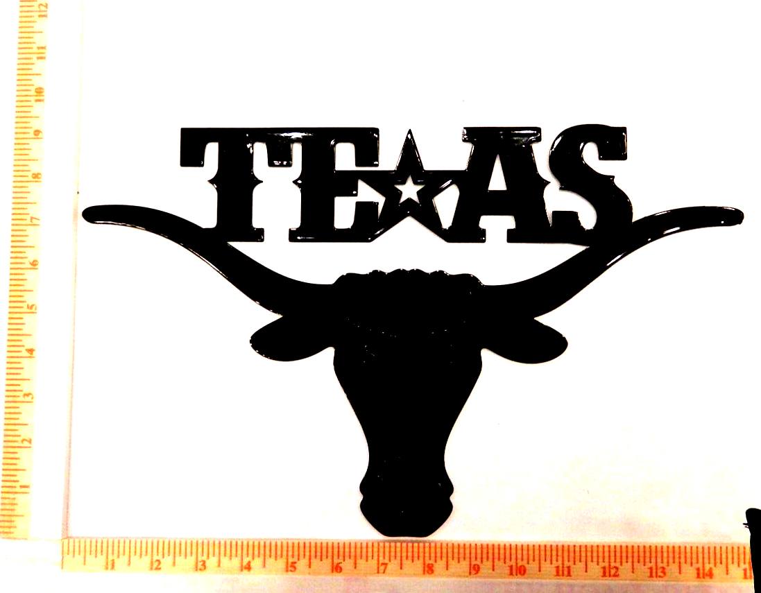 ~NEW~ 14ga.  "TEXAS LONGHORN" =  METAL WESTERN HOME WALL ART 15" x 9.5"