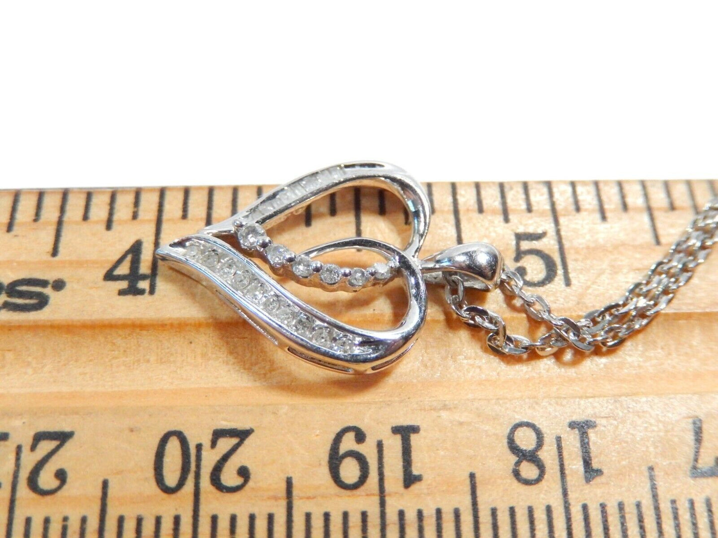 *NEW*  10K White Gold Diamond Heart Shaped Pendant w/ 18" Chain
