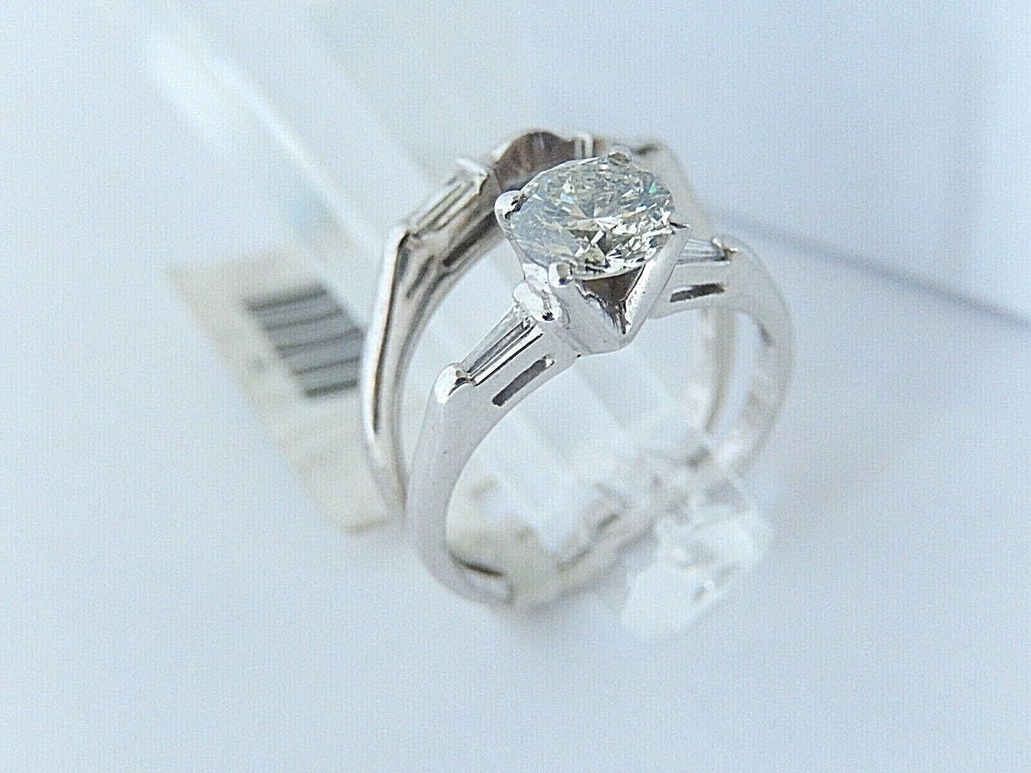 Stunning Solid 14K White Gold 1CT Natural Diamond Engagements Ring Set Size 5.5