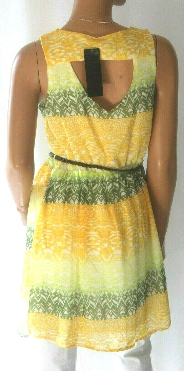 *NWT* GLAM DOLL Sleeveless Side Zip Fitted Lined Belted Dress Size Medium