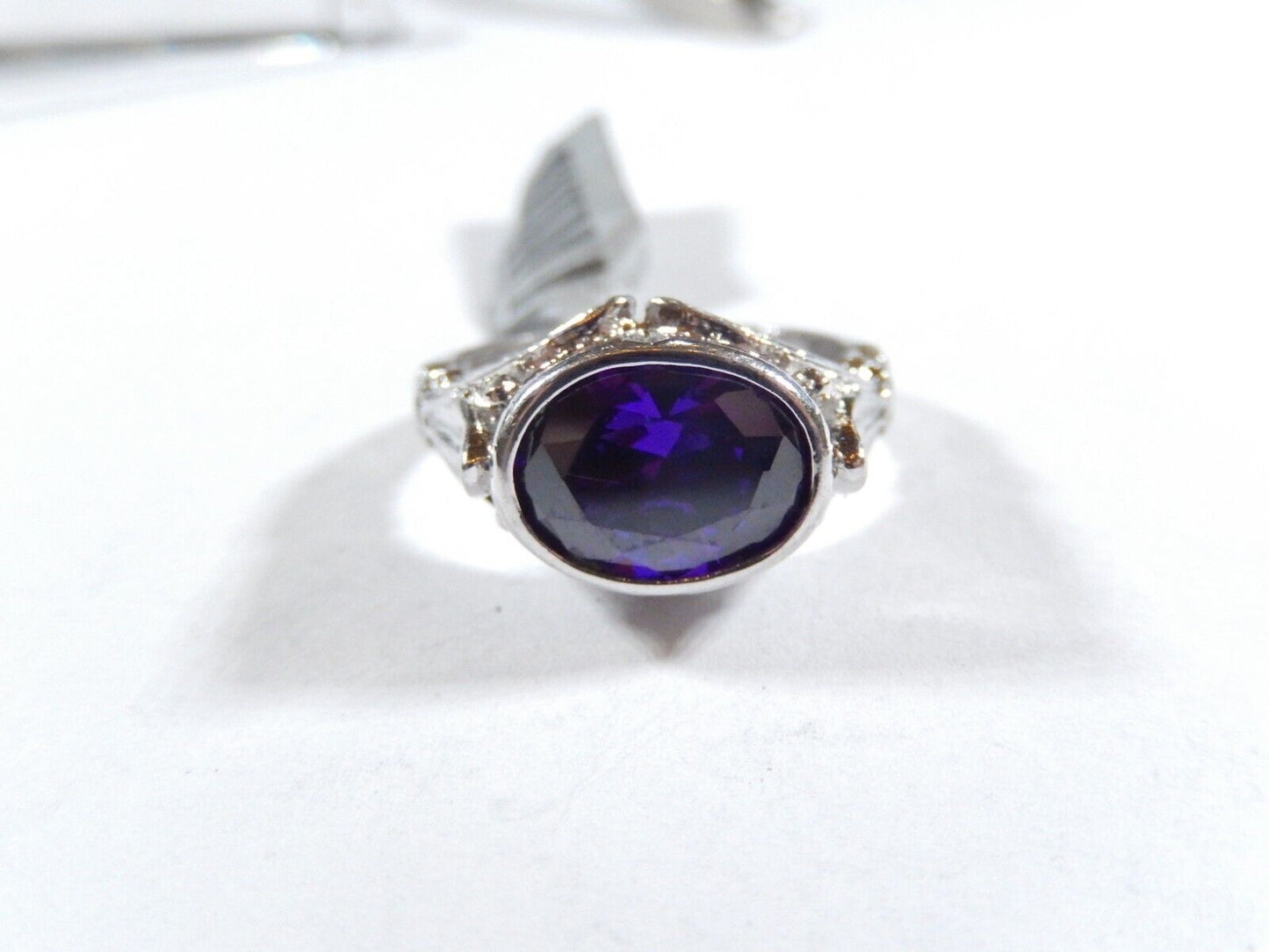*VINTAGE*  VICTORIAN STYLE 925 STERLING SILVER 4.00 CT OVAL AMETHYST RING Sz 9