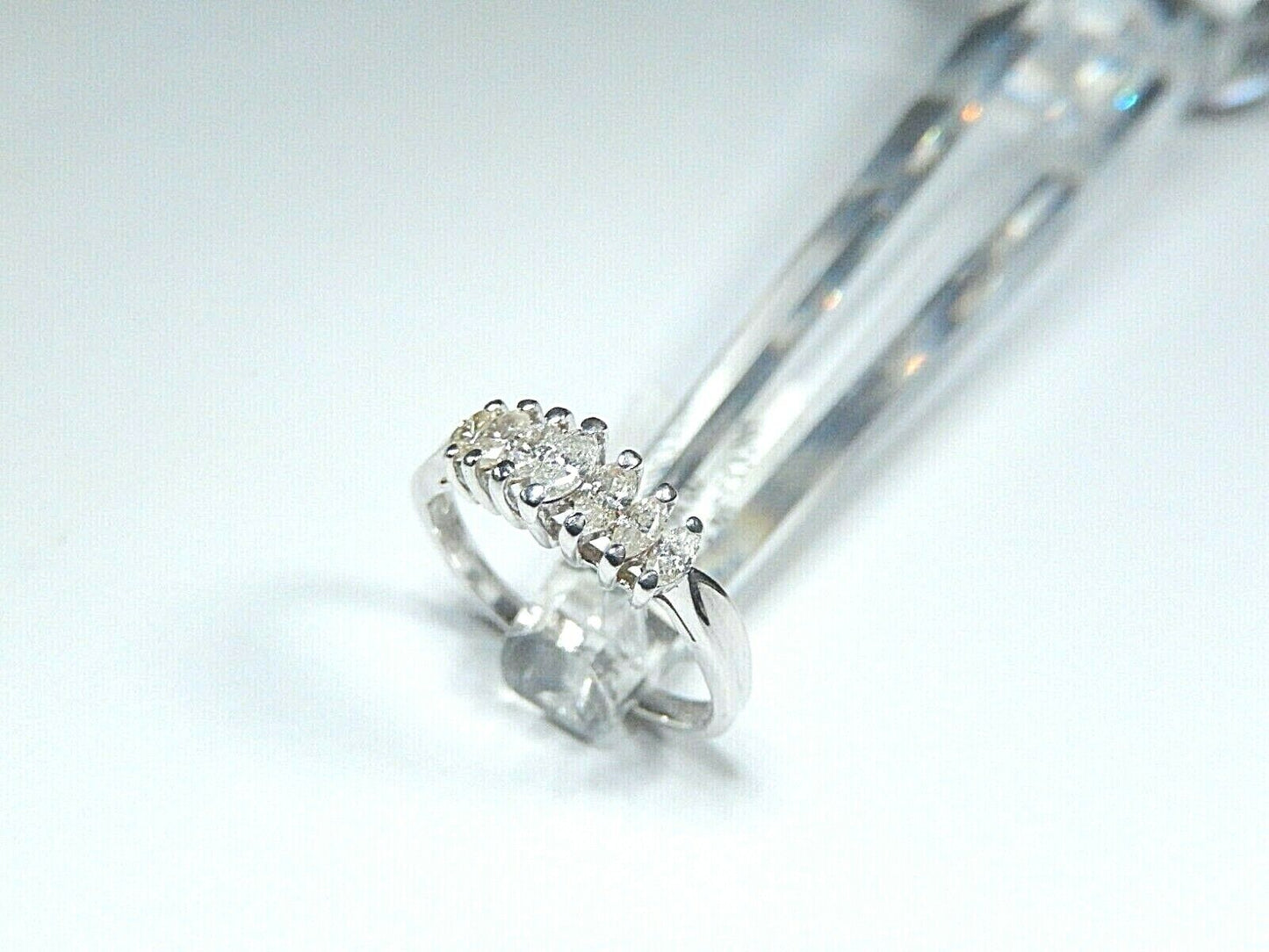 *NWT* 14K White Gold .50CT  Marquise  VS Diamond Pyramid Ring Size 7.75