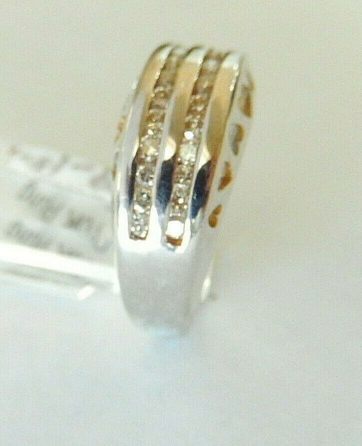*VINTAGE* 10K White Gold  0.25ct Round Cut Diamond Ladies Heart Wedding Band