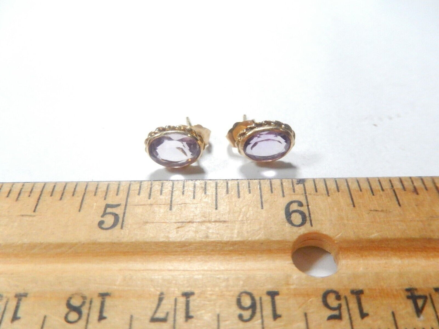 *VINTAGE*  14K Yellow Gold 2.50 CT  Oval Cut Natural Amethyst Stud Earrings