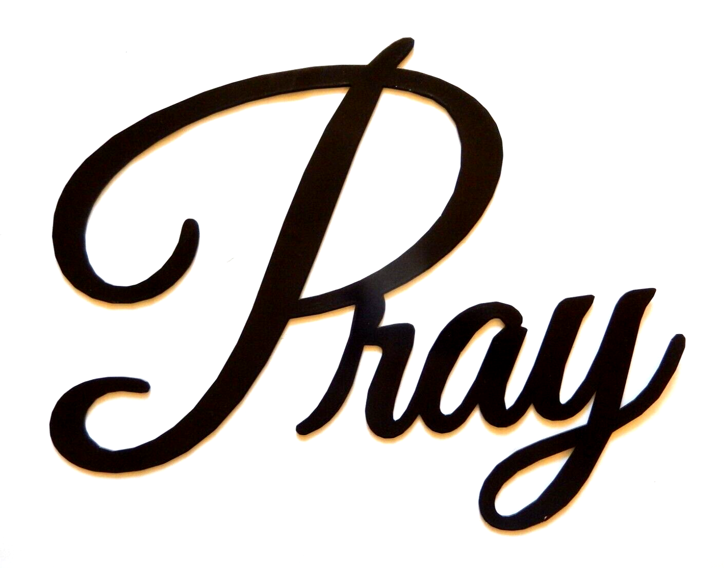 ~NEW~ LARGE - 14ga. "PRAY" Beige Metal Wall Art - 15" x 12"