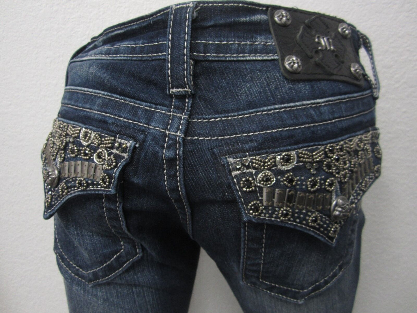 NWT Miss Me womens jeans JP4656B12 "Beaded Beauty" Boot Cut Med Blue Size 26x33