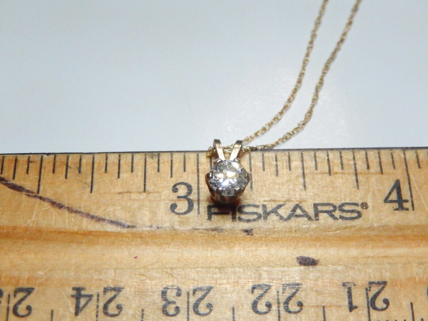 14K Yellow Gold 1/3 Ct Round SI-1 Natural Diamond Solitaire Pendant 16" Chain