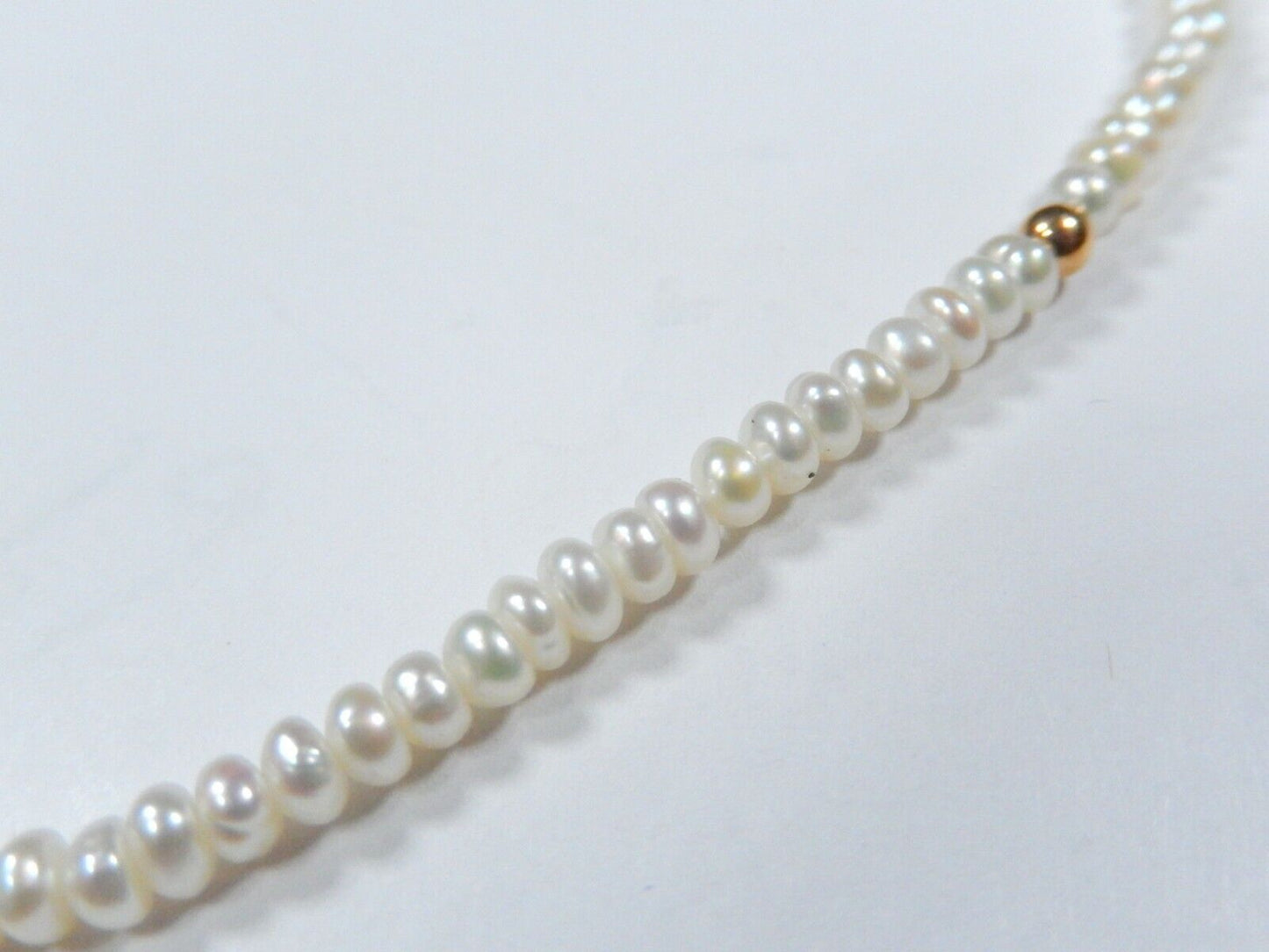 *VINTAGE* 14k Yellow Gold 3mm Beads with 3mm Pearls Necklace 16" Long