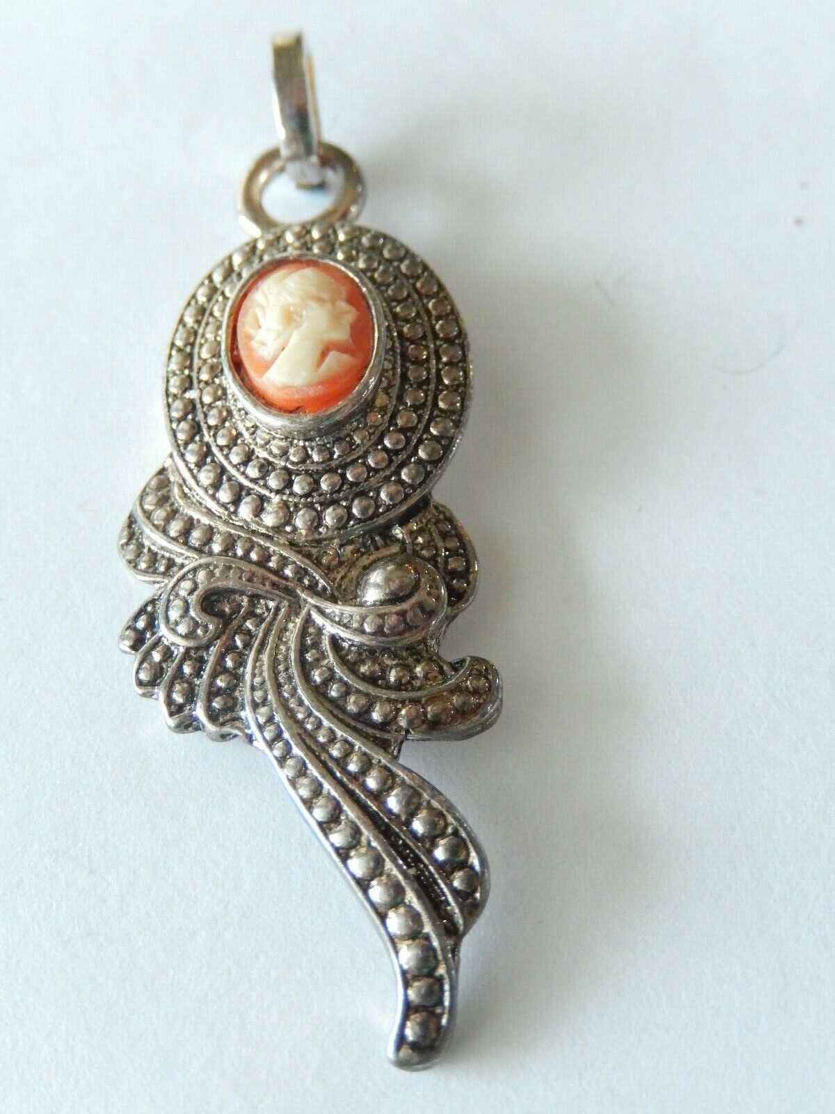 Unique Antique Vintage Cameo Pendant  Designer Signed  D.M. Lind