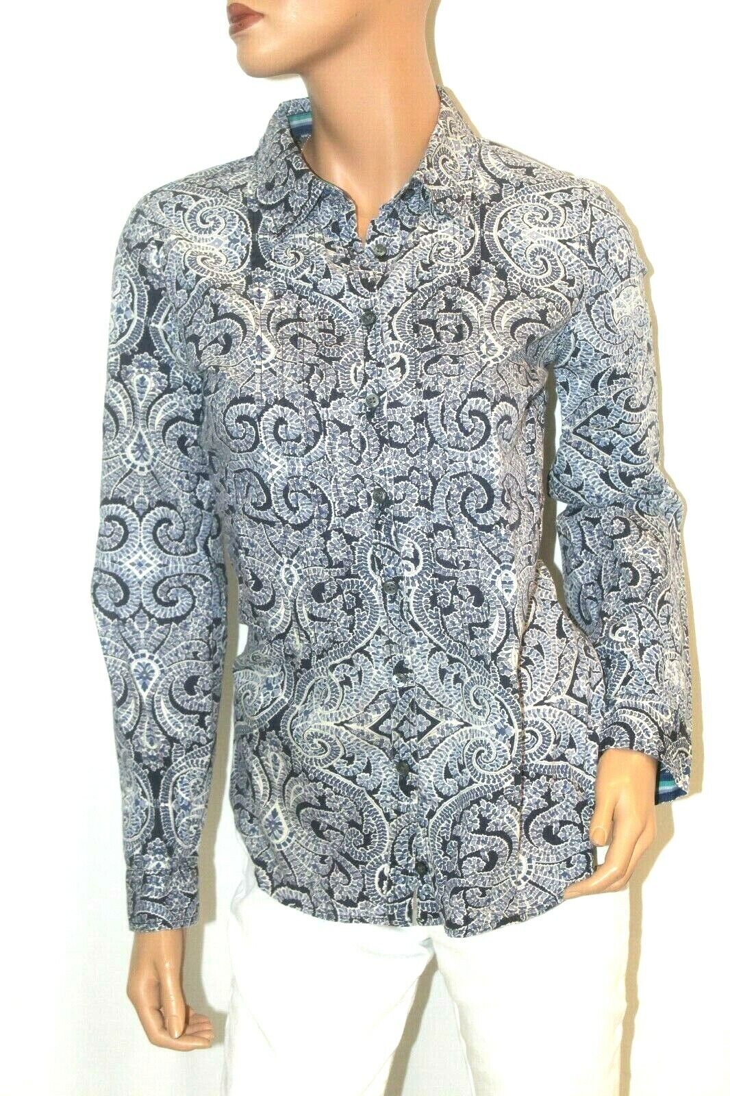 G.H. Bass Co. Blue/White Paisley Button Down Women Long Sleeve Blouse Size Med