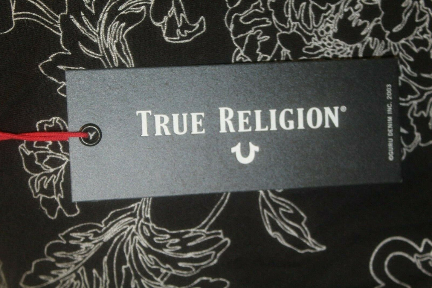 *NWT* True Religion Black Allover Bloom Metallic Floral  Men's Tee T-Shirt Sz L