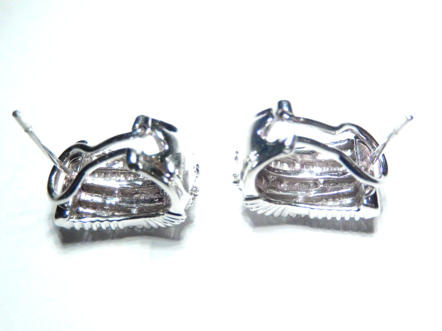 18K White Gold VS E/F 2.00 CTW Natural  Diamond Omega Back Earrings