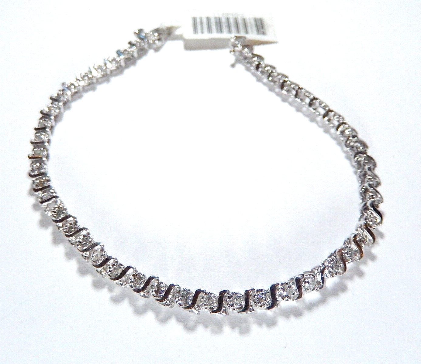 10K White Gold 46 Round Cut Approx. 1/2 CT Natural Diamond Tennis Bracelet 7"