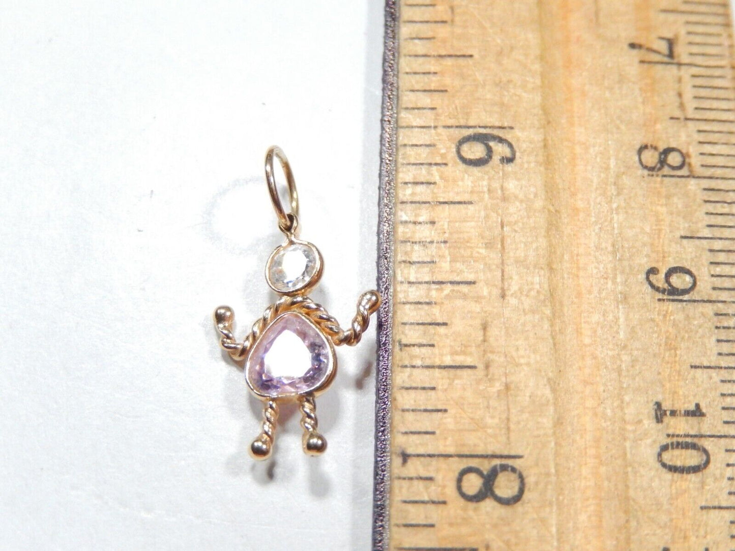 Pendant Charm 14k Yellow Gold Birthstone Child Kid Pink Sapphire For September