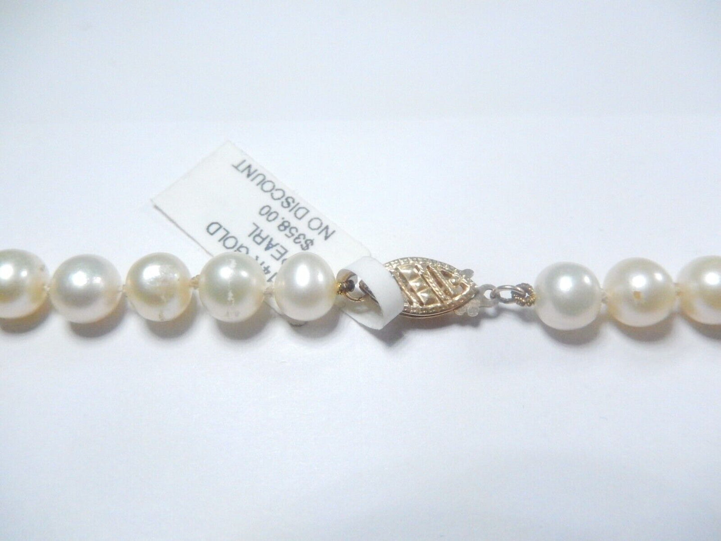 6.75mm Freshwater Pearl Necklace w/ 14K Yellow Gold Clasp ~ 19”