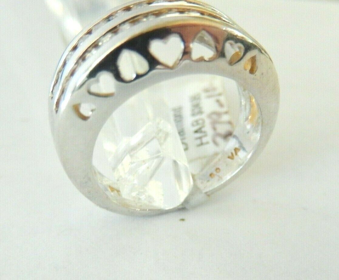 *VINTAGE* 10K White Gold  0.25ct Round Cut Diamond Ladies Heart Wedding Band