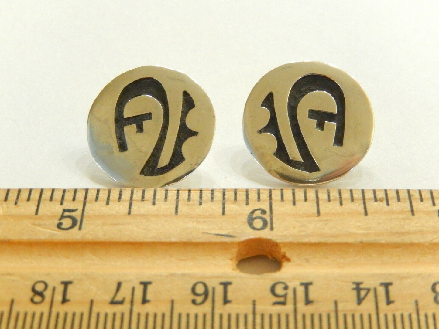 Native American Navajo Sterling Silver Handmade Button Style Earrings