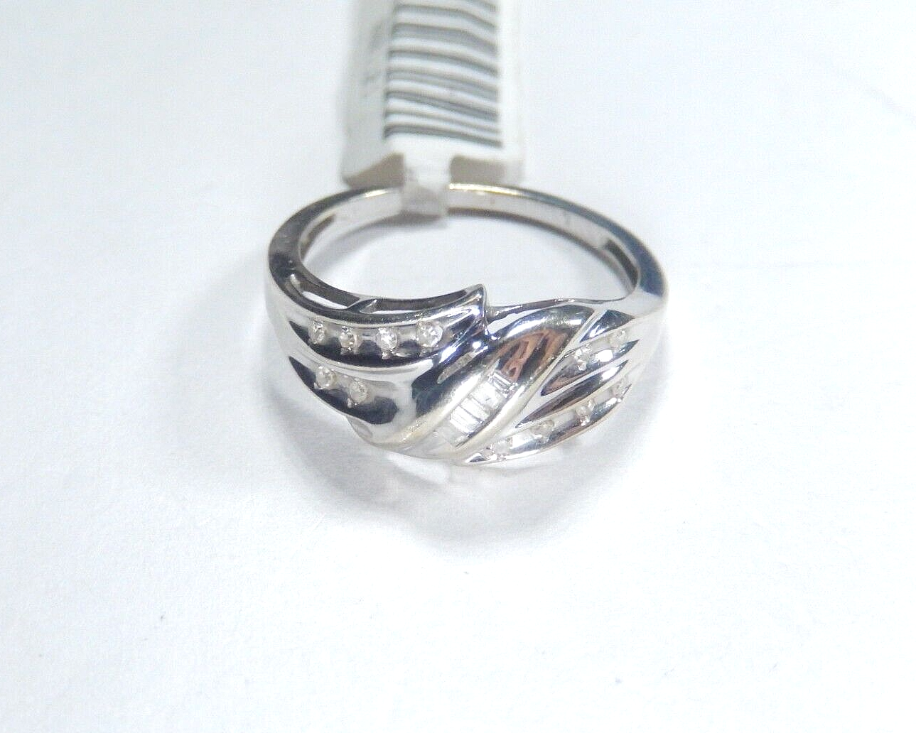 10k White Gold 1/5CT Natural Round Diamond Ladies Ring Sz 6.25