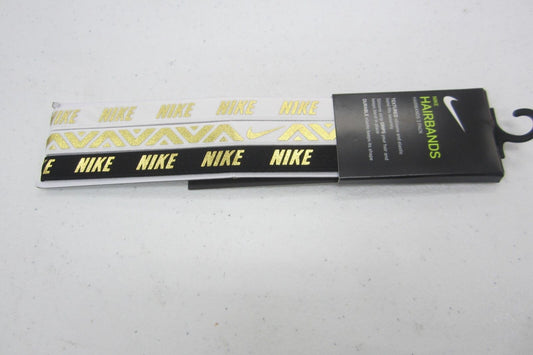 *NWT* Nike Metallic Print Sports Band Headband Running  3Pack Hairband White/Blk