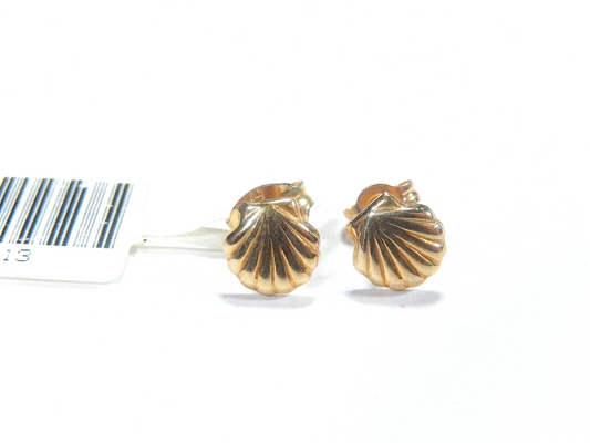 14K Yellow Gold Seashell Stud Earrings
