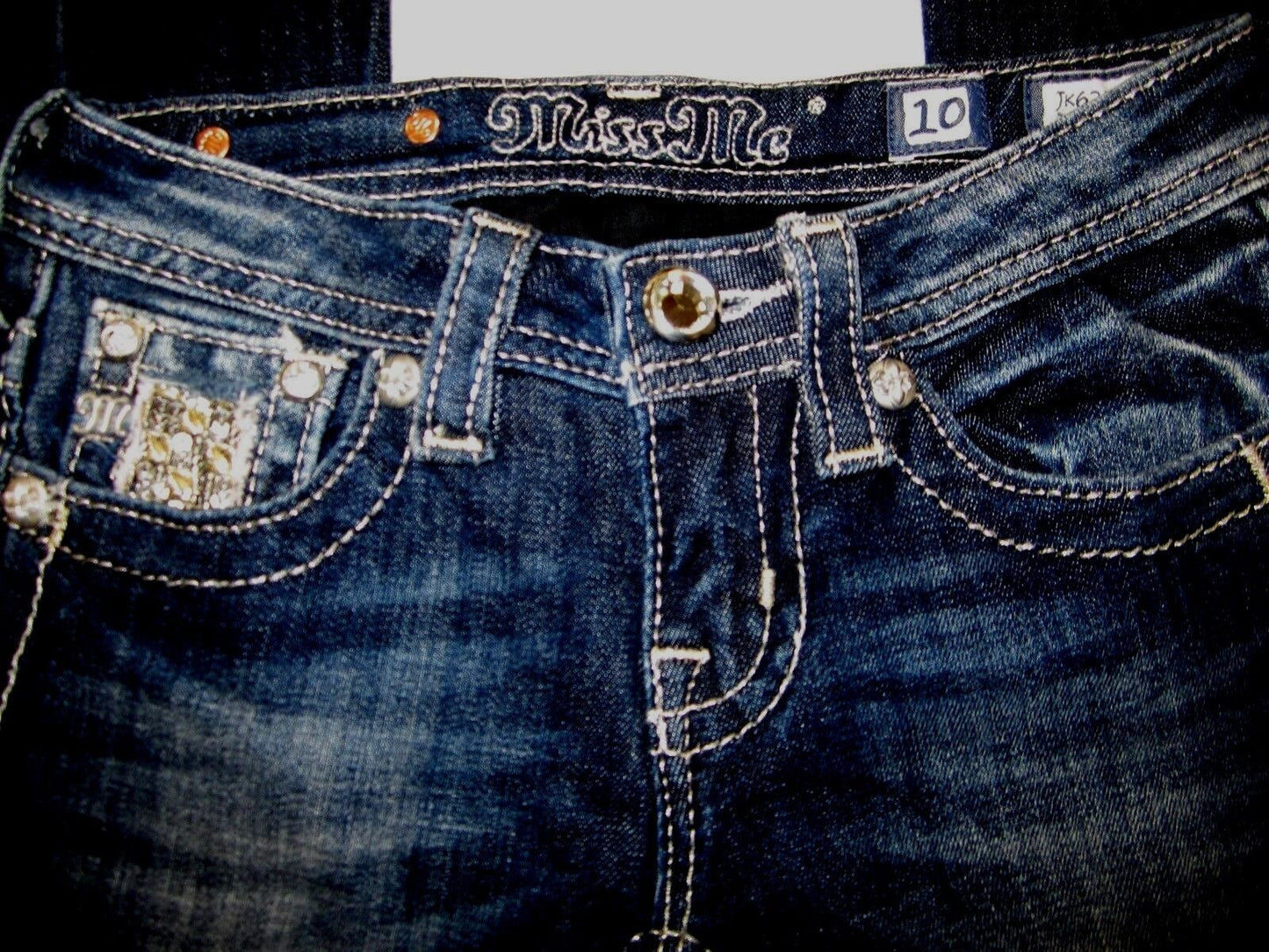 NWOT Miss Me Girls JK623GS Skinny Dark Blue Wash Flap Pocket Size 10 x 27