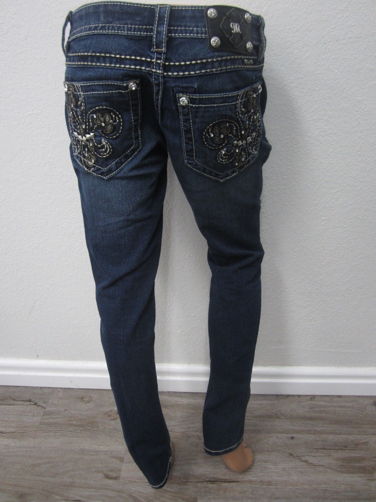 NEAR MINT Miss Me Distressed Signature Rise Skinny Jeans Dark  JP5576S2 Sz 28x32