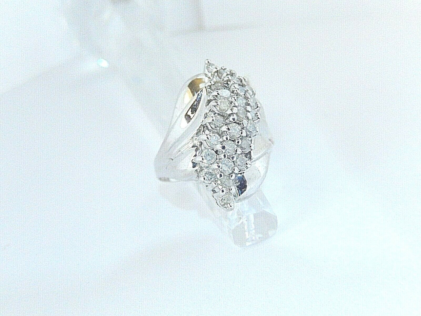 *VINTAGE* 1 Ct Natural Round Diamond 10k White Gold Dome Cluster Ring Sz 9