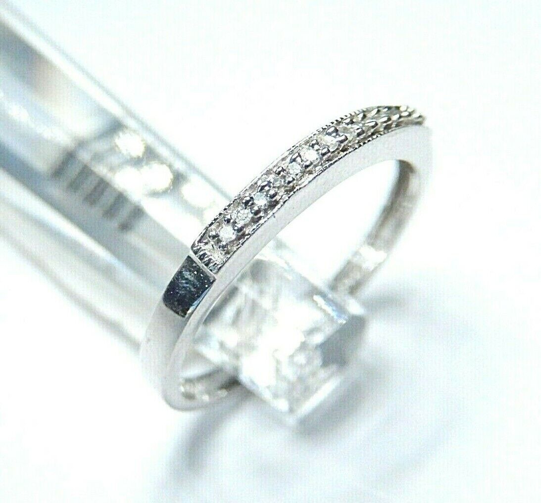 *NWT* 10K Solid White Gold 14 Diamond Wedding / Anniversary Band Ring Size 7.25