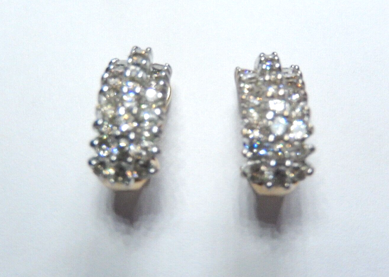 10K Yellow Gold 2.00 CT Natural  Diamond Hoop French Clip Modernist Earrings